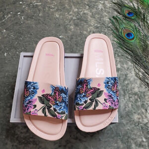 Melissa Beach III Floral Butterfly Pink Slides